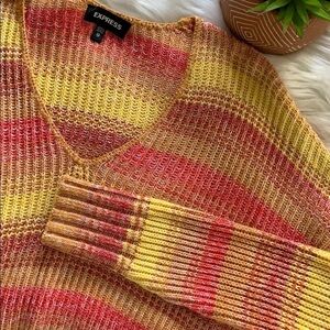 express • sunrise vneck striped summer cropped sweater